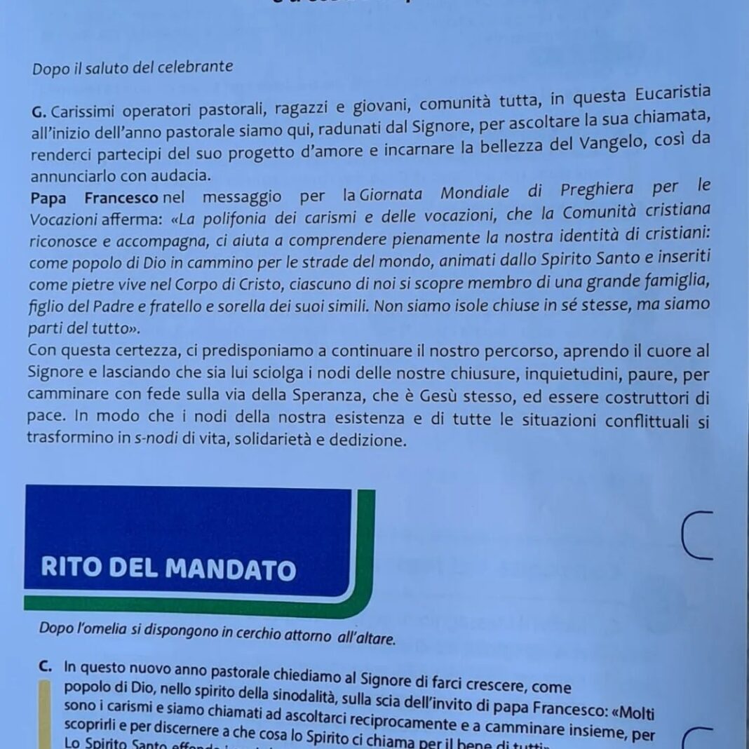 Nuovo Anno Pastorale:
 S. Messa di Inizio con Mandato agli Operatori della Pasto...