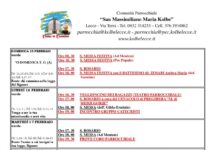 CALENDARIO LITURGICO-PASTORALE: SETTIMANA DAL 15 AL 21 FEBBRAIO