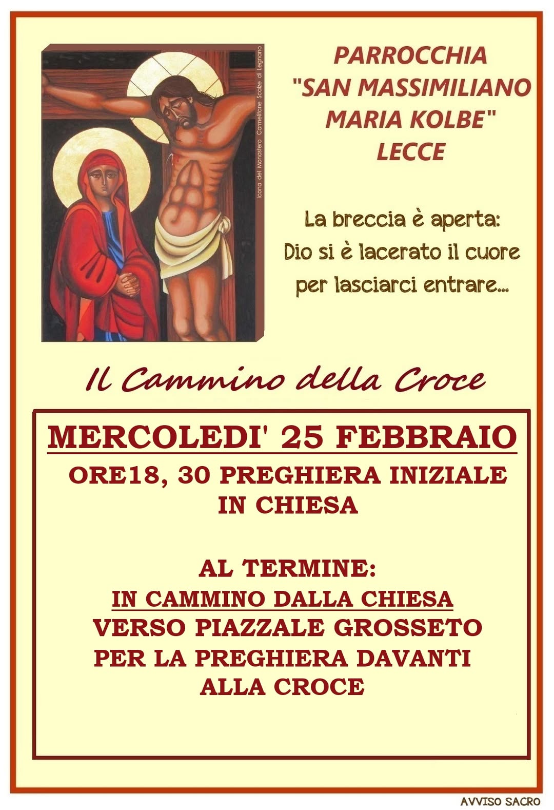 Riprende il “CAMMINO della CROCE” per le zone della nostra Parrocchia