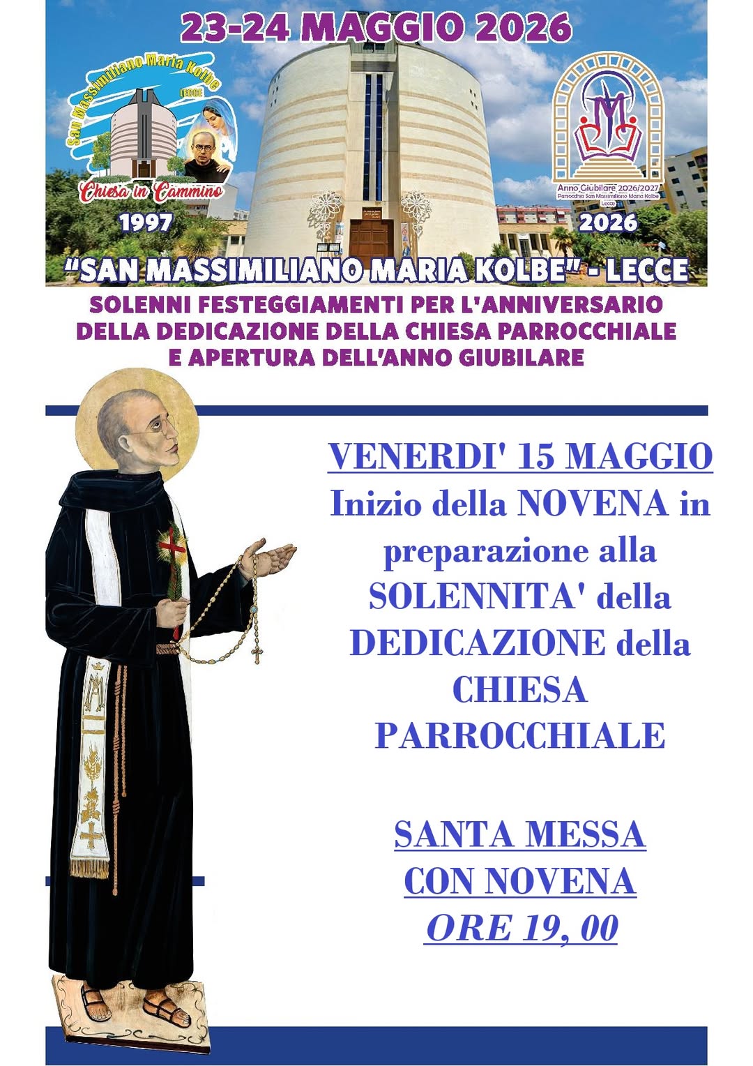 INIZIAMO STASERA LA NOVENA IN PREPARAZIONE ALLA SOLENNITA’ DELLA DEDICAZIONE DELLA NOSTRA CHIESA PARROCCHIALE